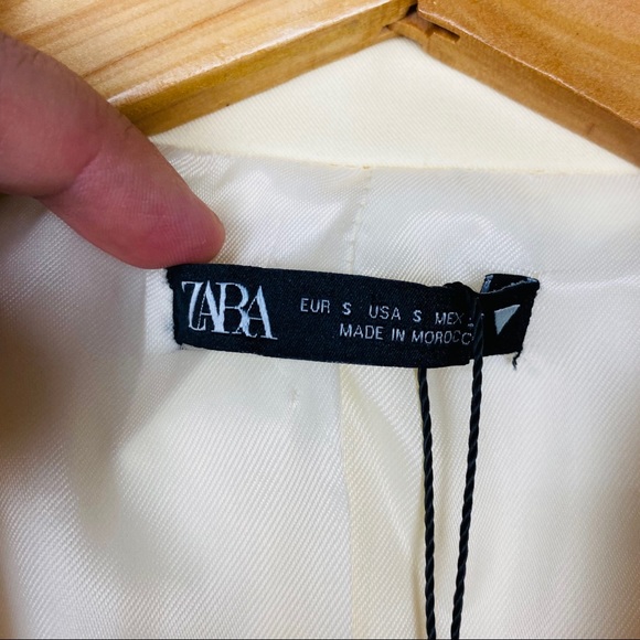 ZARA Blogger Fav Long Sleeve Structured Mini Blazer Dress Pastel Yellow Cream - Picture 14 of 16